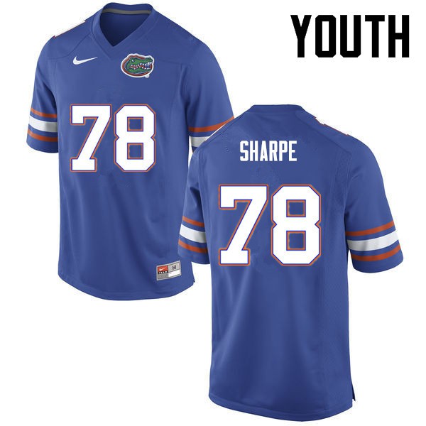 Florida Gators Youth #78 David Sharpe College Football Jersey Blue